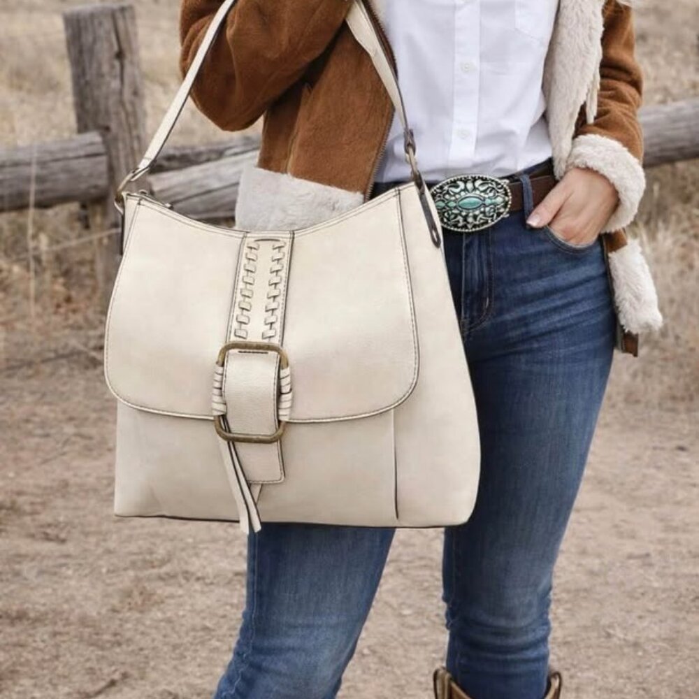 a.n.a Halle flap shoulder bag cream 6" Depth, 12.5" Width, 12" Height NEW